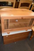 Glass fronted TV corner unit and a pine blanket box (2)