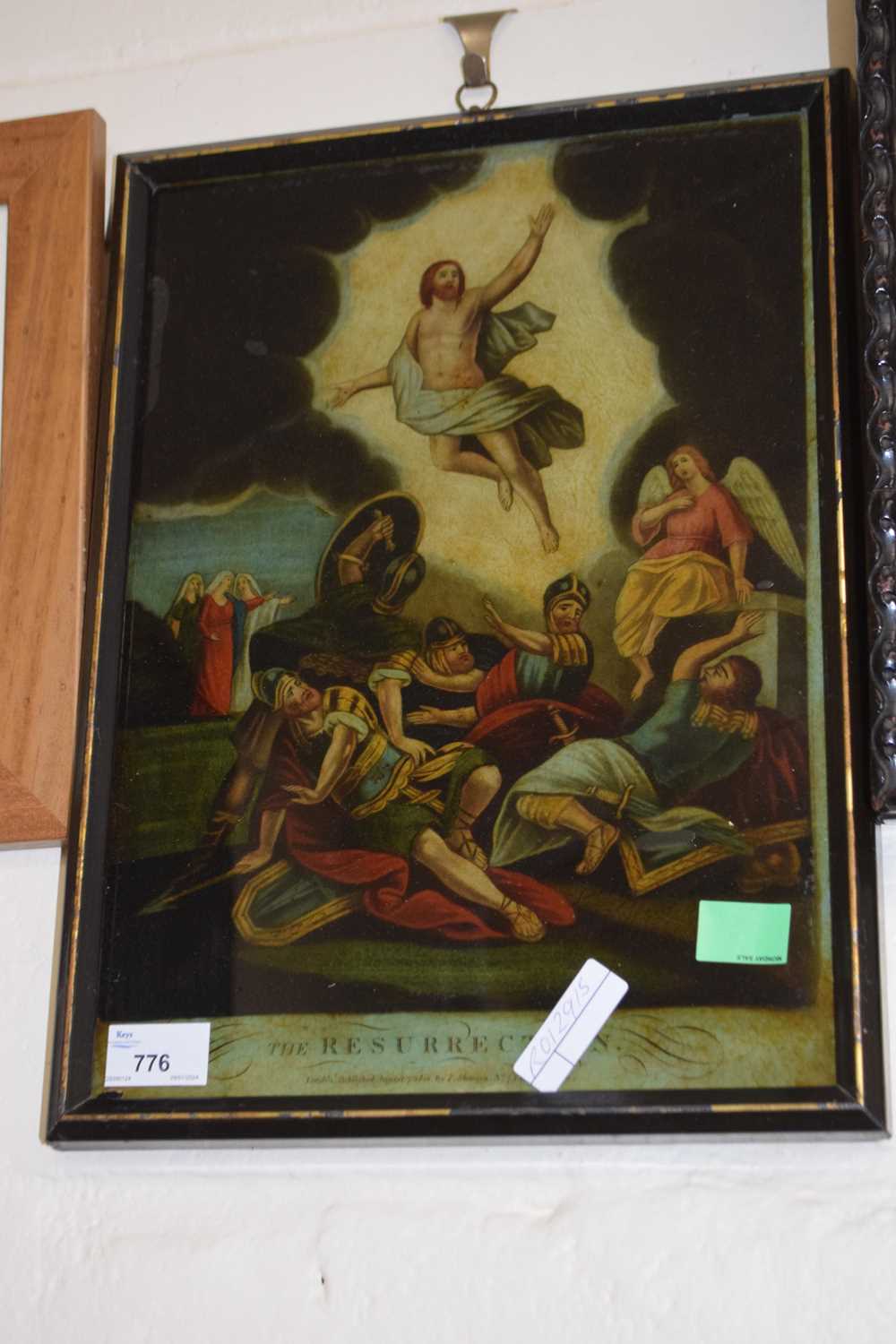 Glass painting of the resurrection, framed