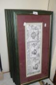 Quantity of Grass Roots cartoon strips, framed