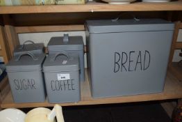 Five kitchen storage cannisters