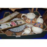 Mixed Lot: Cries of London tea set, small Oriental pictures and other items