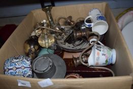 One box of mixed ceramics, silver plated wares etc