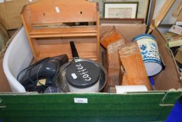 Mixed Lot: Knife block, spice rack, telephone, storage cannisters etc