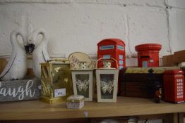 Mixed Lot: Various model telephone boxes, post boxes and other ornaments