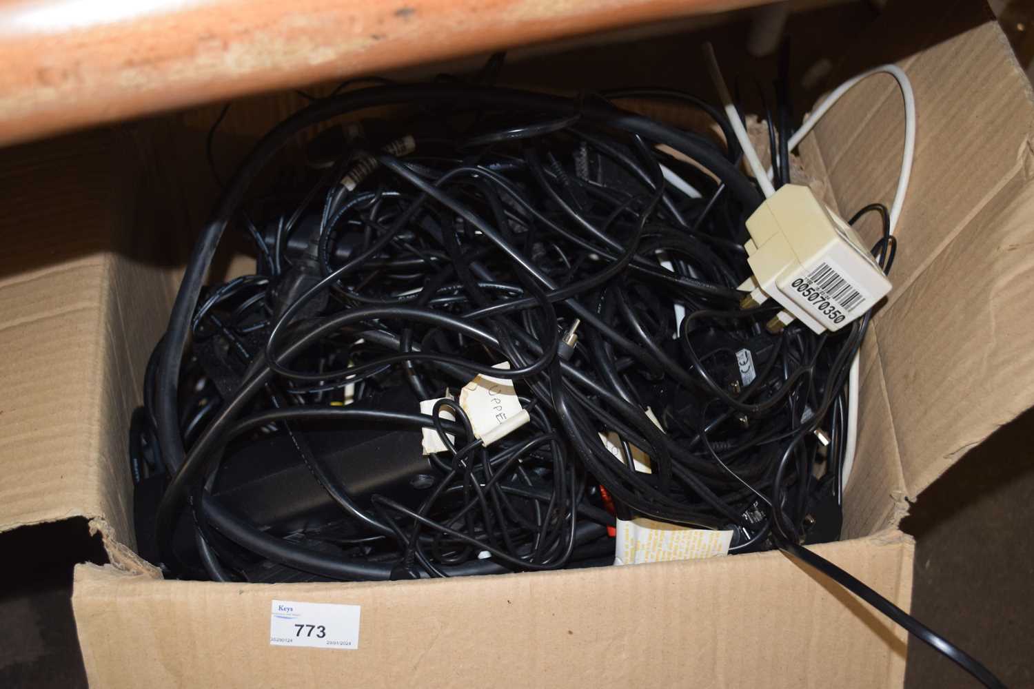 A large box of assorted cabling