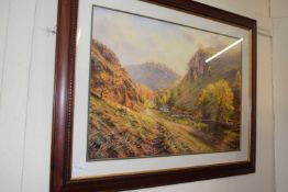 Highland scene by Rex N Preston, reproduction print, framed and glazed