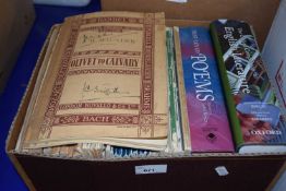 Quantity of sheet music, books on poetry and literature etc