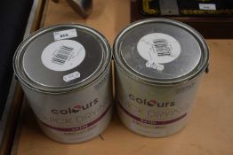 Two tins of pure brilliant white satin paint 2.5L each
