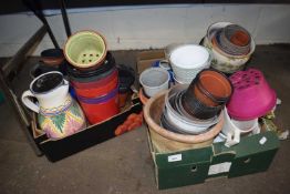 Two boxes of assorted plant pots