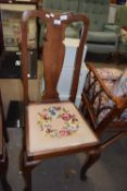 Mahogany dining chair with needlework seat