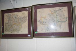 Map of Essex and another of Hertfordshire, framed and glazed (2)