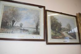 J B C Corot a pair of reproduction prints, framed and glazed