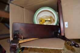 Box of mixed items to include a Bonn Jardiniere, coat hooks and other assorted items