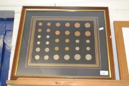 Framed group of British pre-decimal coinage