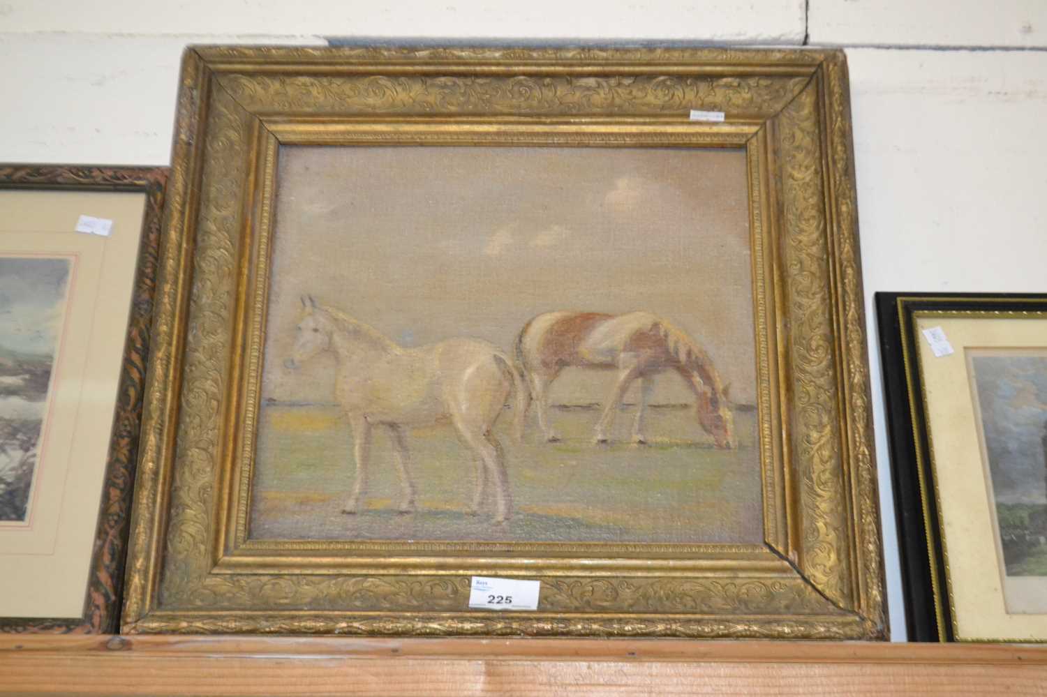 Early 20th Century school study of horses, oil on board, gilt framed