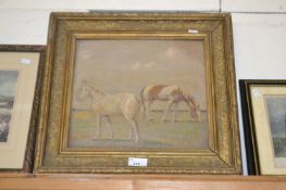 Early 20th Century school study of horses, oil on board, gilt framed