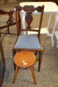 Late Victorian bedroom chair and a milking stool (2)
