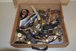 A box of various assorted wristwatches
