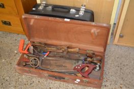Tool box and contents plus a vintage suitcase (2)