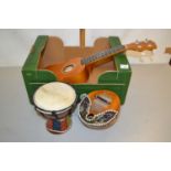 Mixed Lot: Small Herald Ukelele together with a small drum and one other (3)