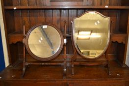 Two adjustable dressing table mirrors