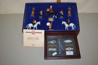 Britains Models, boxed Royal Scotts Dragoon Guards set together with a framed group of knots