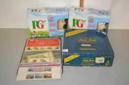 Mixed Lot: Boxed PG Tips mugs, Trivial Pursuits glasses, Royal Mail stamps etc
