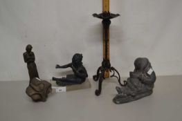 Mixed Lot: Various figures, iron candle stand etc