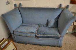 Blue upholstered Knowle style sofa
