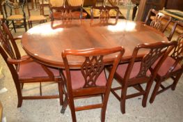 Reproduction mahogany twin pedestal dining table and seven accompanying chairs (8)