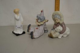 Royal Doulton figurine Darling together with two further small Lladro figurines (3)