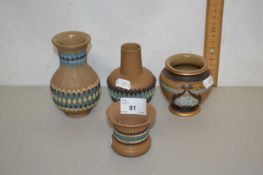 Four small Doulton silicon ware vases
