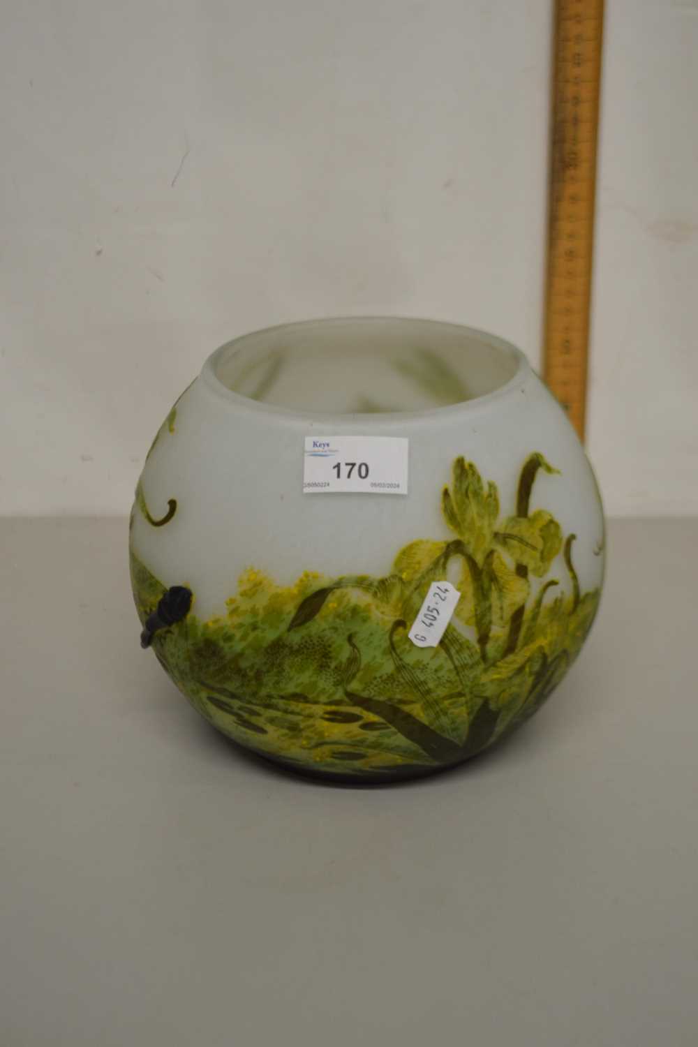 Reproduction Galle squat vase decorated with dragonflies