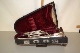 A Chinese Lark silver plated horn