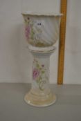 Small porcelain jardiniere and stand
