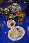 Mixed Lot: Various ceramics to include blue and white meat plate, lustre finish tea wares, porcelain