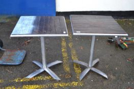 Pair of metal framed cafe tables