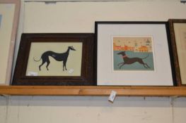Framed study of Greyhound Remus together with a further coloured print (2)