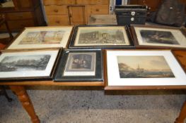 Mixed Lot: Various framed watercolours, prints and engravings to include a view of Eaton College