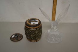 A Doulton Slaters tobacco jar together with a glass eagle