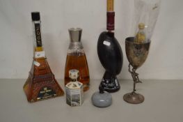 Mixed Lot: Bottle of Bells Whisky, a further Eiffel Tower formed bottle of Cognac and various others