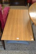 Retro metal framed and wood grain effect coffee table