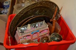 Mixed Lot: Metal ware charges, glass balls, carved animals etc