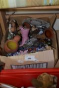 Mixed Lot: Slip ware pot and cover, birds, owls and other figurines etc