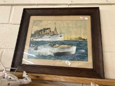 T Blakey - Hospital ship under escort -signed and dated 1932
