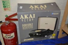An Akai retro portable re-chargeable record player