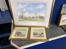 Group Lot: Harry Smith, Norwich Cathedral, watercolour, framed and glazed together with David