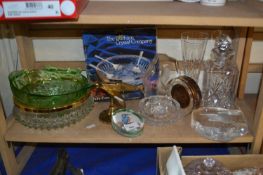 Group of assorted glass ware to include dishes, decanter etc