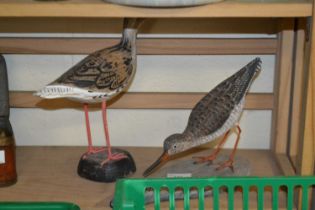 Two wooden bird models