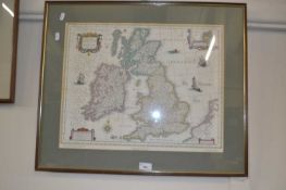 Map of Great Britain, framed and glazed